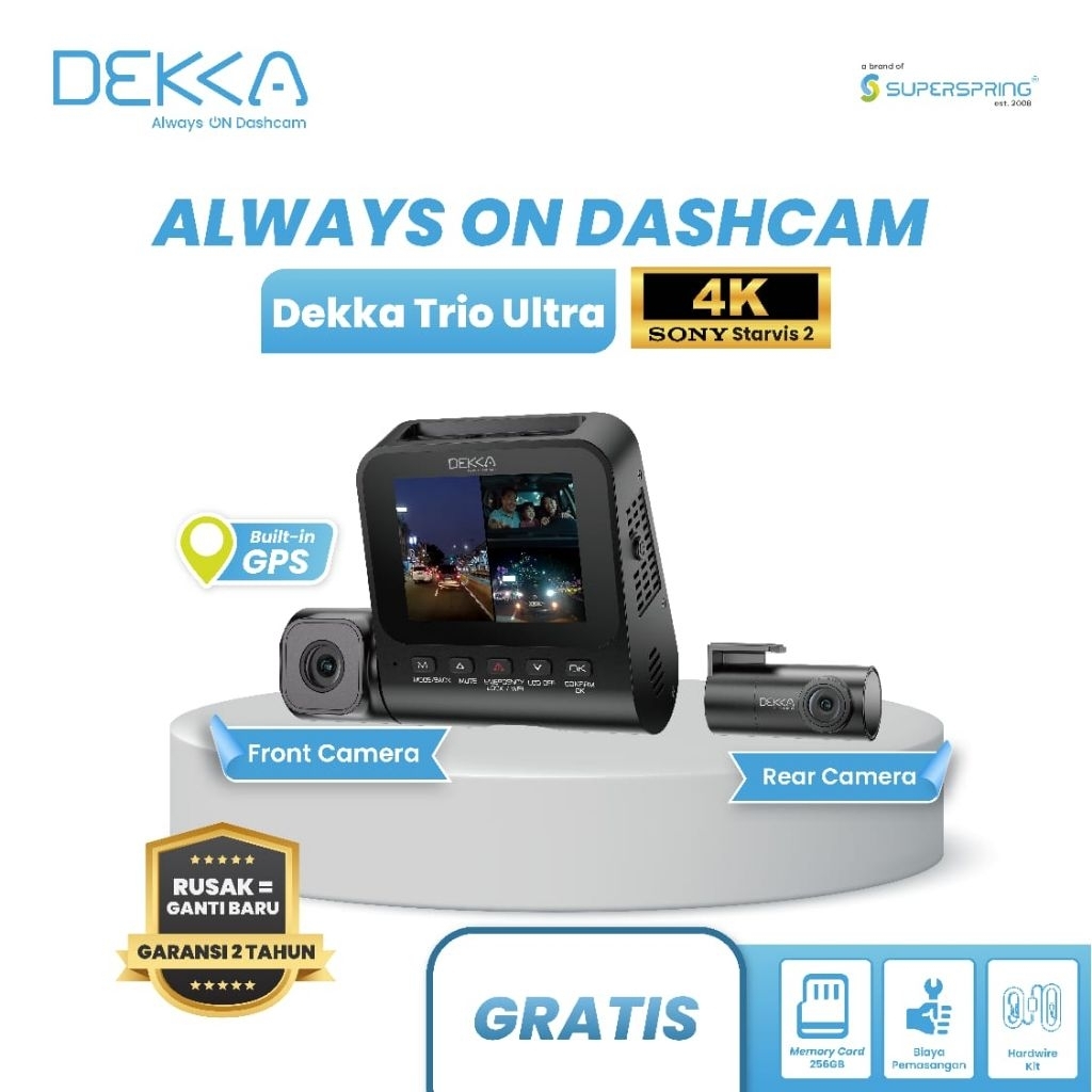 Dashcam DK50 Dashcam Mobil 4K GPS Triple Kamera