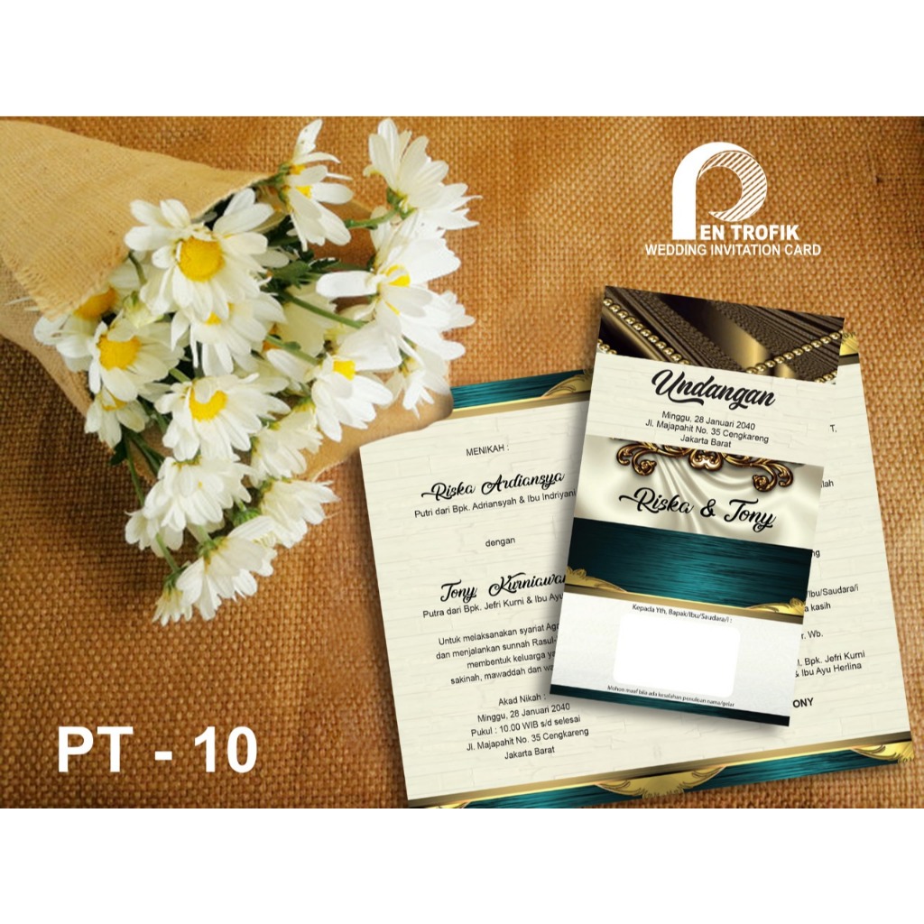 Undangan Pernikahan dan Undangan Khitanan Sunat, Lipat 2, Hasil Offset Kertas BC160 gr, elegan dan m