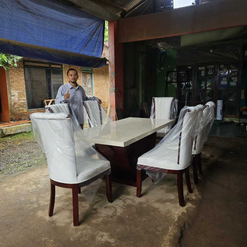 Meja makan marmer stella asli Mebel Jepara