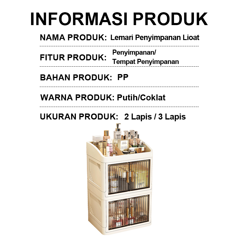 GROSIR Neat Space Rak Meja Kosmetik Premium Rak Organizer Make Up Pintu Sliding Box Storage Makeup