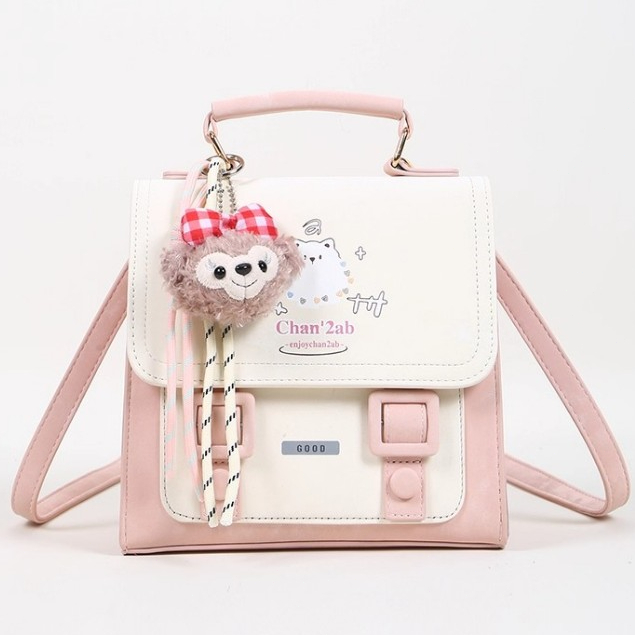 Tas Ransel Wanita Mini Tas Sekolah Pink Tas Ransel Kotak Aesthetic Korea Tas Lucu Busur Manis Ins Ta