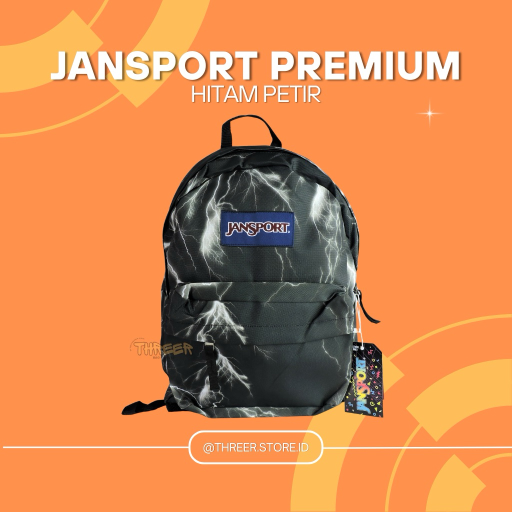 Tas JANSPORT Sekolah Backpack HITAM PETIR Premium 100%