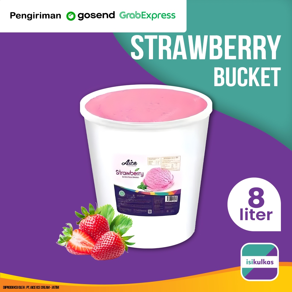 Ice Cream AICE 8 Liter Rasa Strawberry / Es Krim Ember 8 Liter