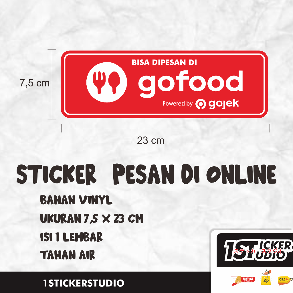 1StickerStudio Stiker Gofood Grabfood Shopeefood Vinyl Waterproof Tahan Air