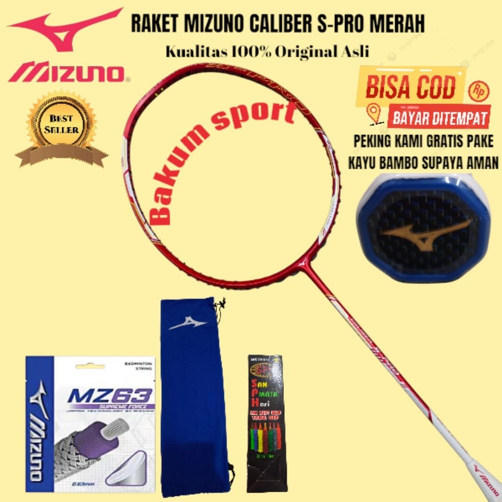 Raket mizuno caliber s-pro merah kualitas 100% Original Asli Bisa (COD)