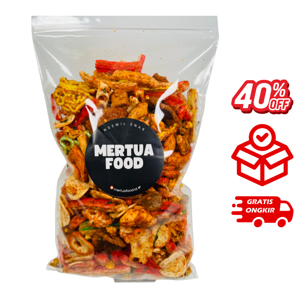 

Mertua Food - Kerupuk Seblak Campur Mix Basreng, Kerupuk Pedo, Jengkol, Cimol & Daun Jeruk
