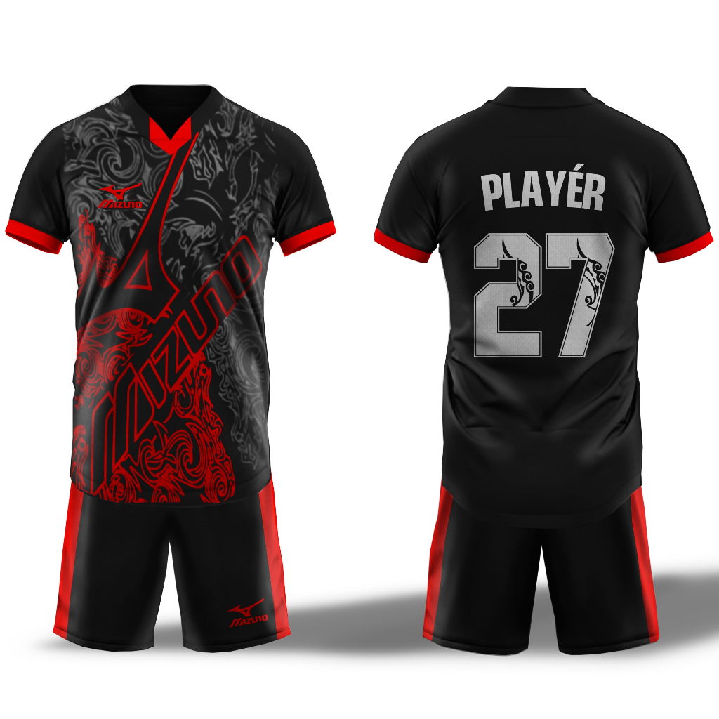 Mizuno-Setelan Baju Volly Unisex Dewasa Free Custom Nama+Nomor, Jersey Futsal Dewasa Bahan DryFit