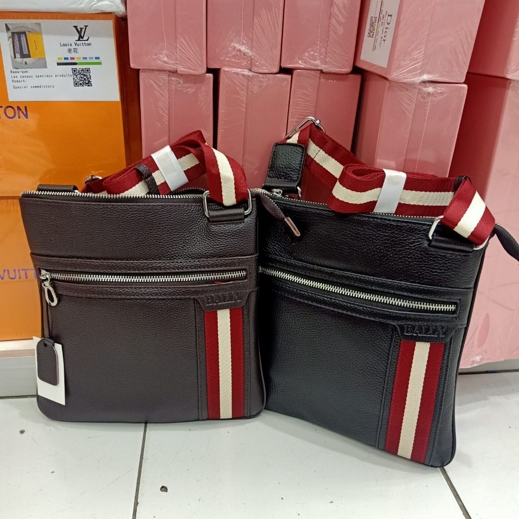 tas selempang kulit Bally crossbody bag pria kulit