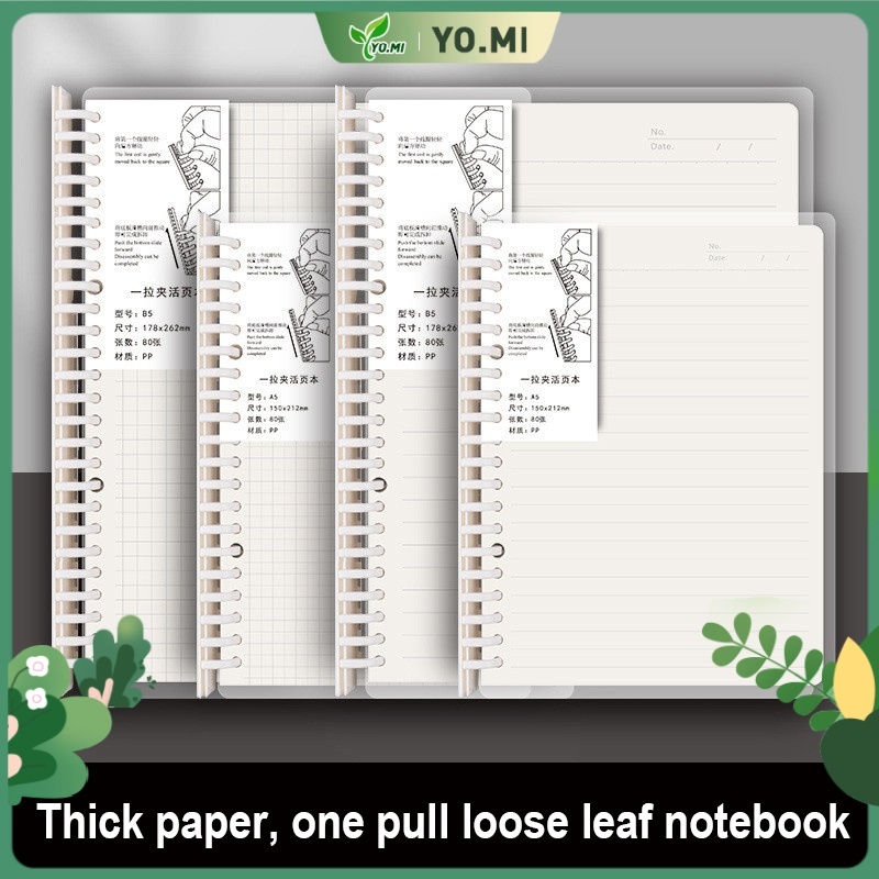 Notebook Buku Binder A5 & B5 Note Spiral Ring Model ( Garis, Polos, Dotted , & Grid ) - 80 lembar