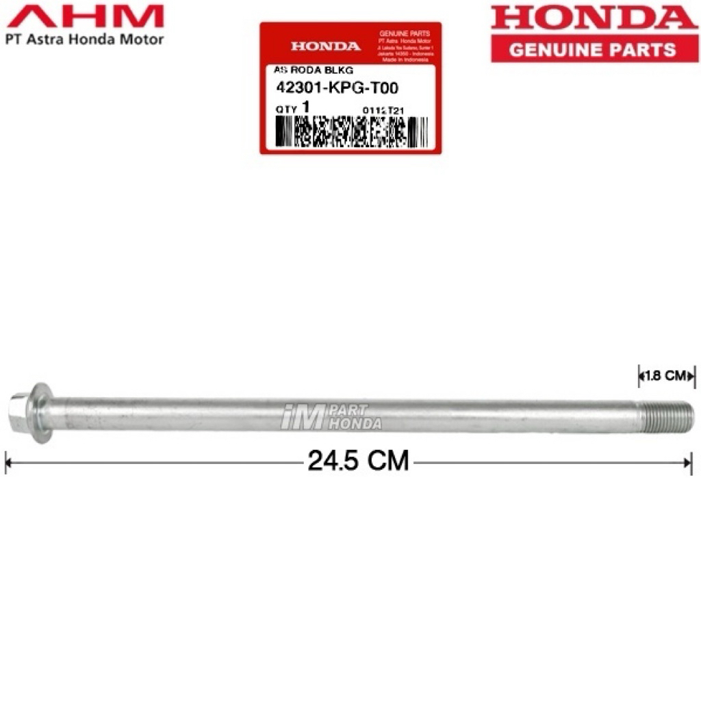 As Roda Belakang (12 x 24.5CM) Blade 110 | Supra X 125 Fi New [42301-KPG-T00] ORIGINAL HGP AHM 100%