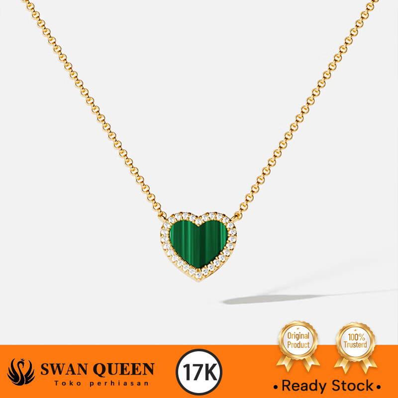 Kalung Emas Malachite Hati Gold 17K