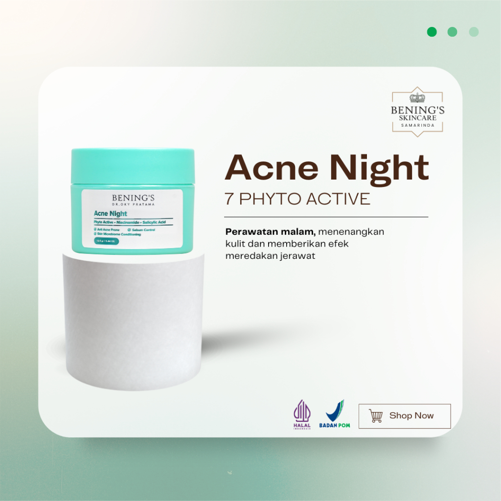 Bening Skincare Acne Night Cream Krim Malam Penghilang Jerawat Benings Skincare BPOM Halal Untuk Pri