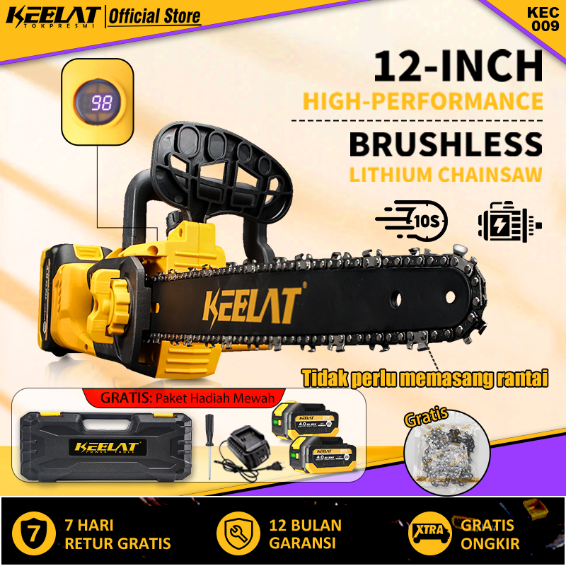 KEELAT 12 Inch gergaji listrik  kayu mini portable Genggam Lithium Charger Gergaji Baterai KEC009