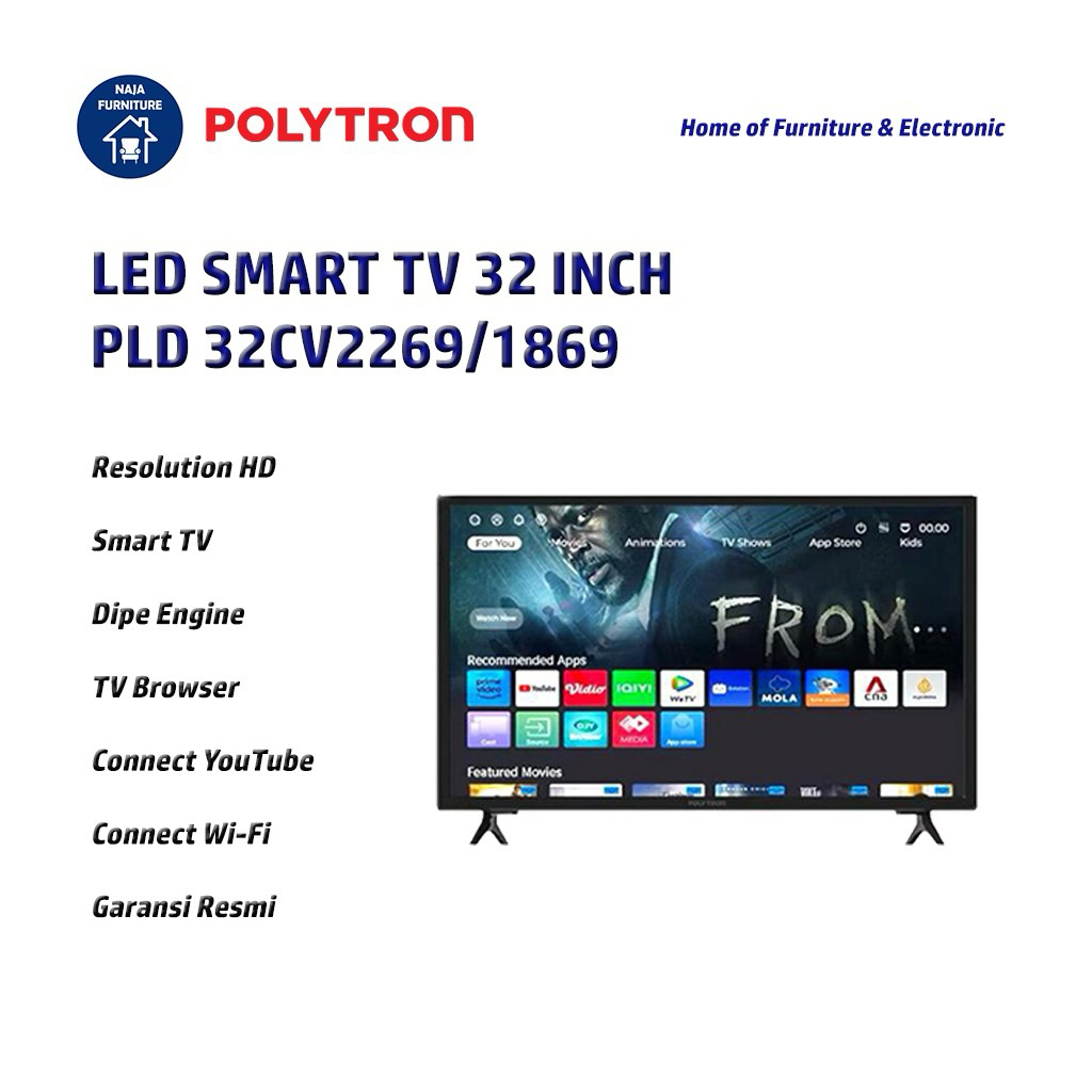 POLYTRON LED Smart TV 32 Inch PLD 32CV2269 & PLD 32CV1869 | LED Polytron Smart Digital TV 32 Inch | 