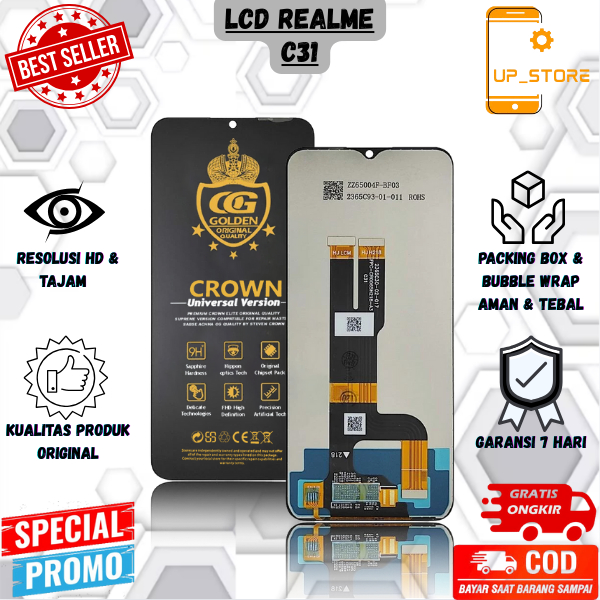 LCD TOUCHSCREEN REALME C31 RMX3501 UNIVERSAL FULLSET COMPLETE ORI HP OG Crown