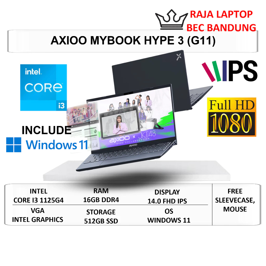 Axioo MyBook Hype 3 G11 Core i3 1125G4 16GB 512GB SSD 14" FHD IPS Laptop 5 Jutaan Terbaik