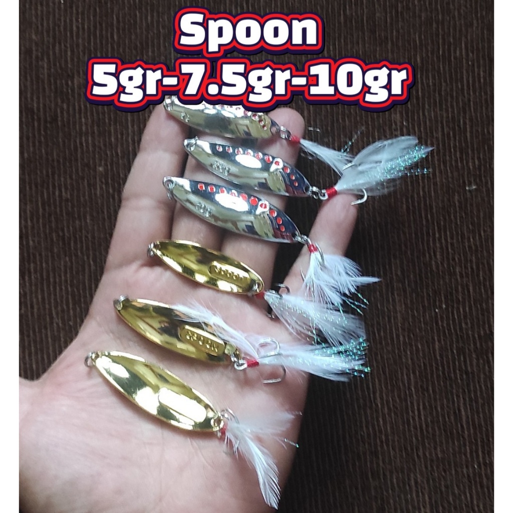 Umpan Memancing Spoon Bahan Metal Warna Gold / Silver dan Sequin Umpan Mancing Umpan Casting Ul