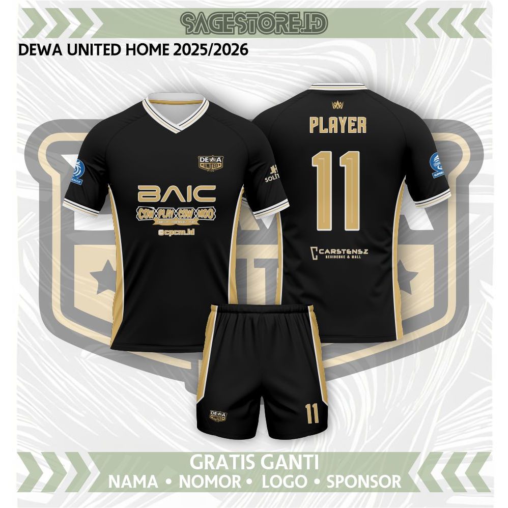 JERSEY DEWA UNITED 2025/2026 HOME HITAM TERBARU