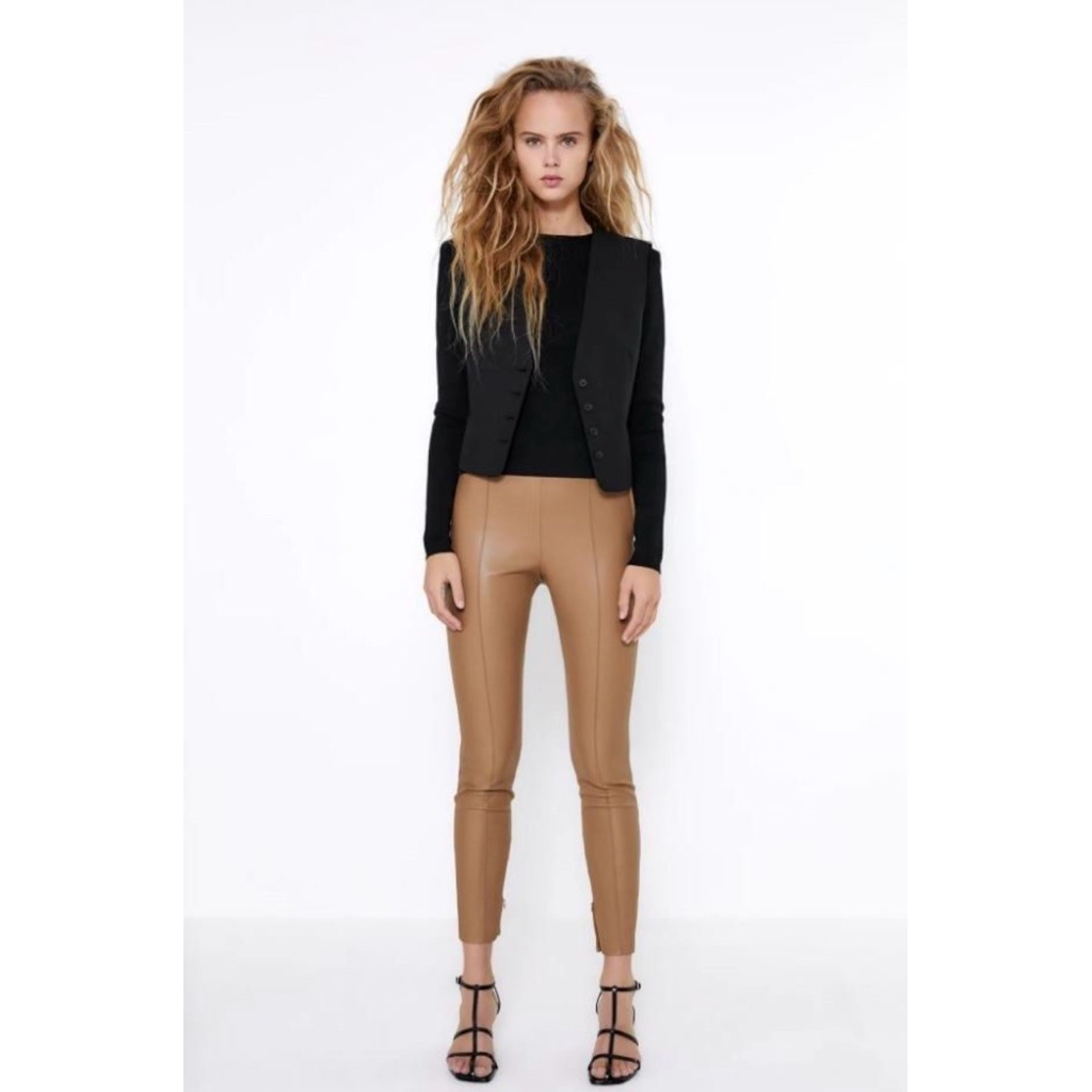 Zara Hw Faux Leather Leggings