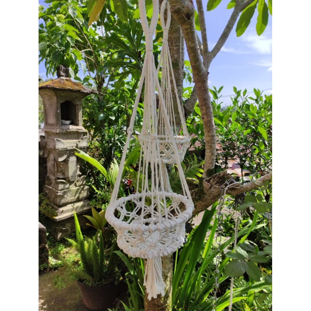 pot gantung macrame. tali pot gantung. macrame pot gantung keranjang