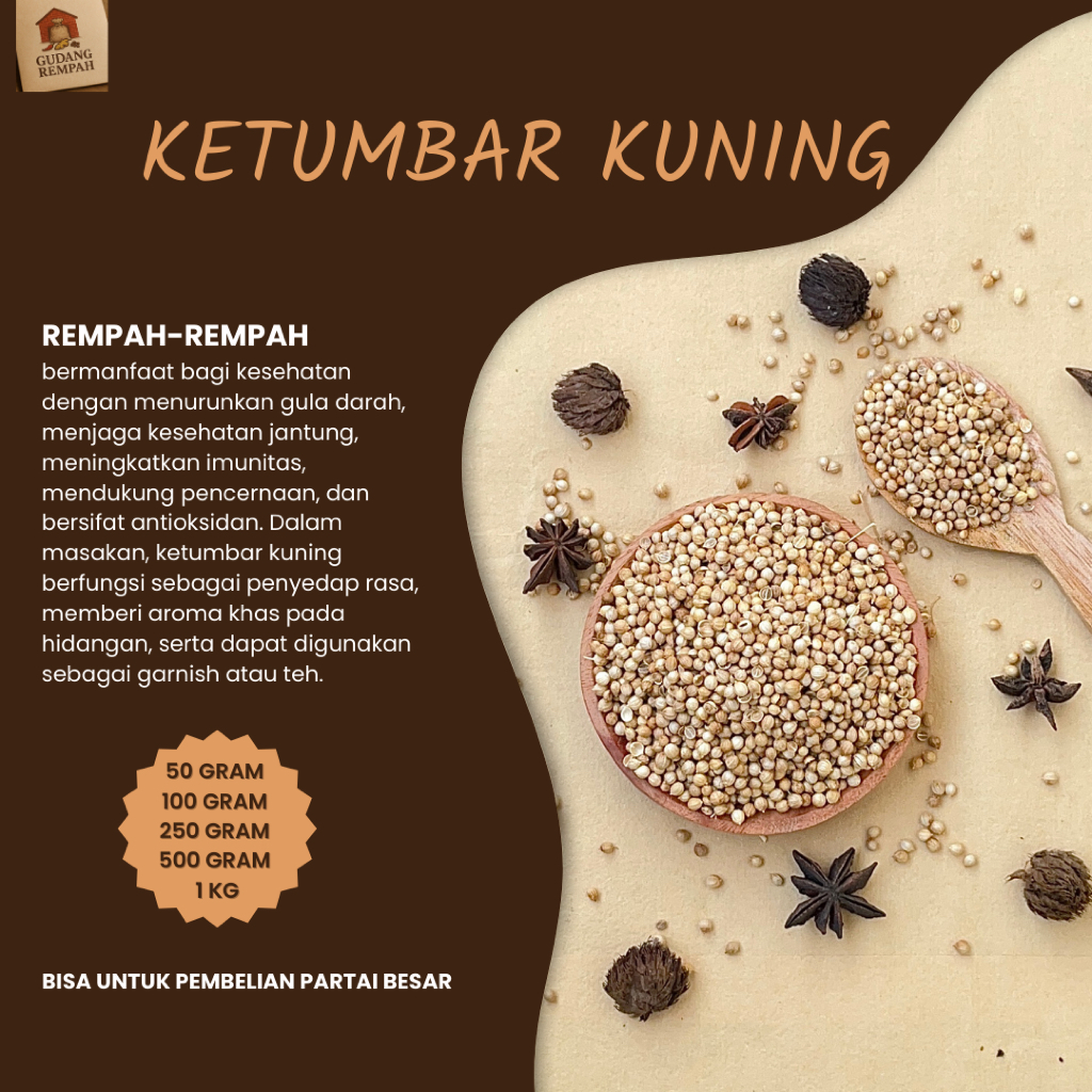 

ketumbar kuning rempah bumbu masak murah lengkap 100 gr - 1 kg