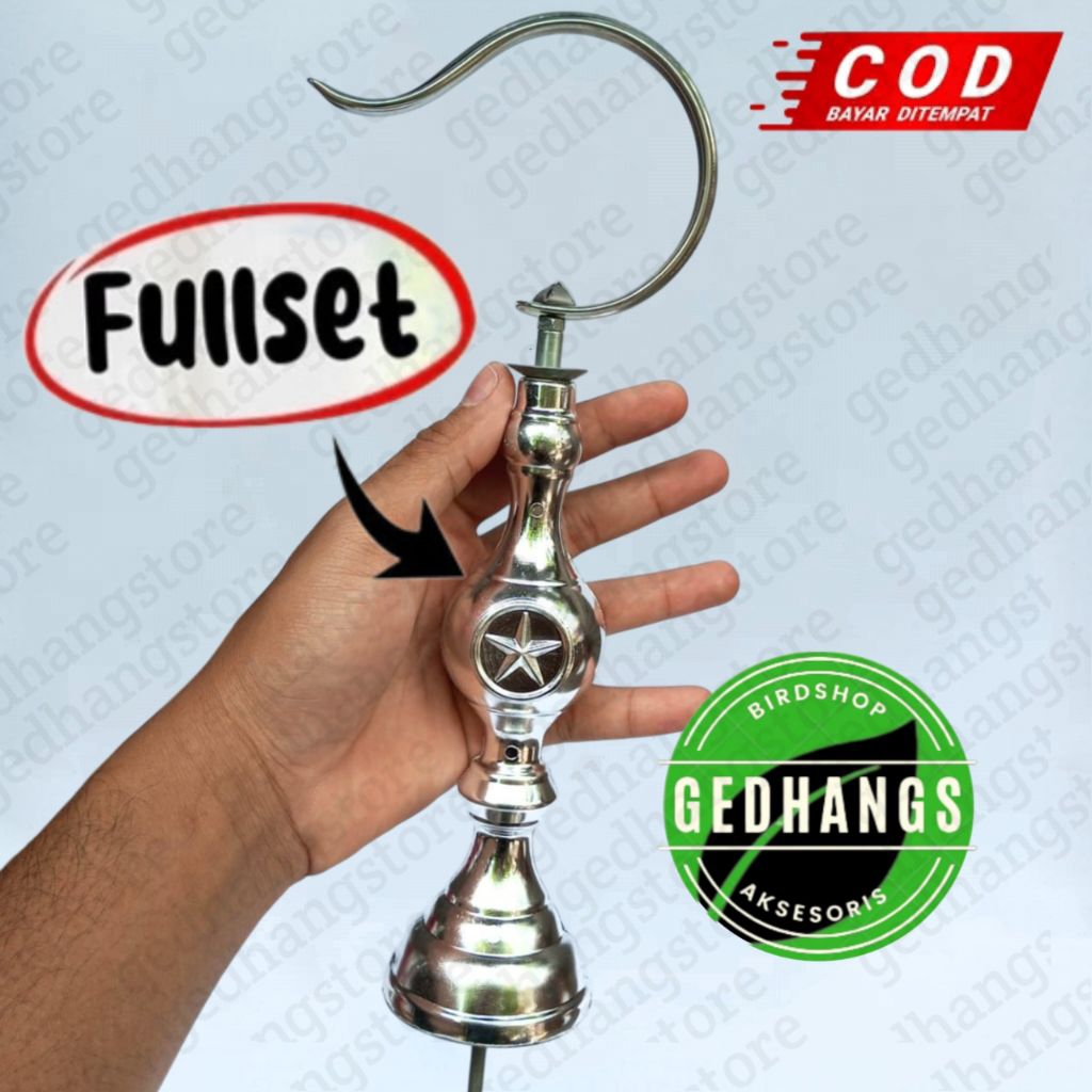 Gantungan Cantolan Sangkar Pleci Helopet Lovebird Kapsul Fullset Motif Polos Pion Bintang