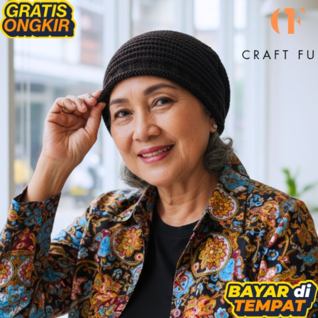 Turban rajut nene premium, Ciput rajut nene Sultan,   kupluk rajut wanita premium Dewasa Turki,  ker