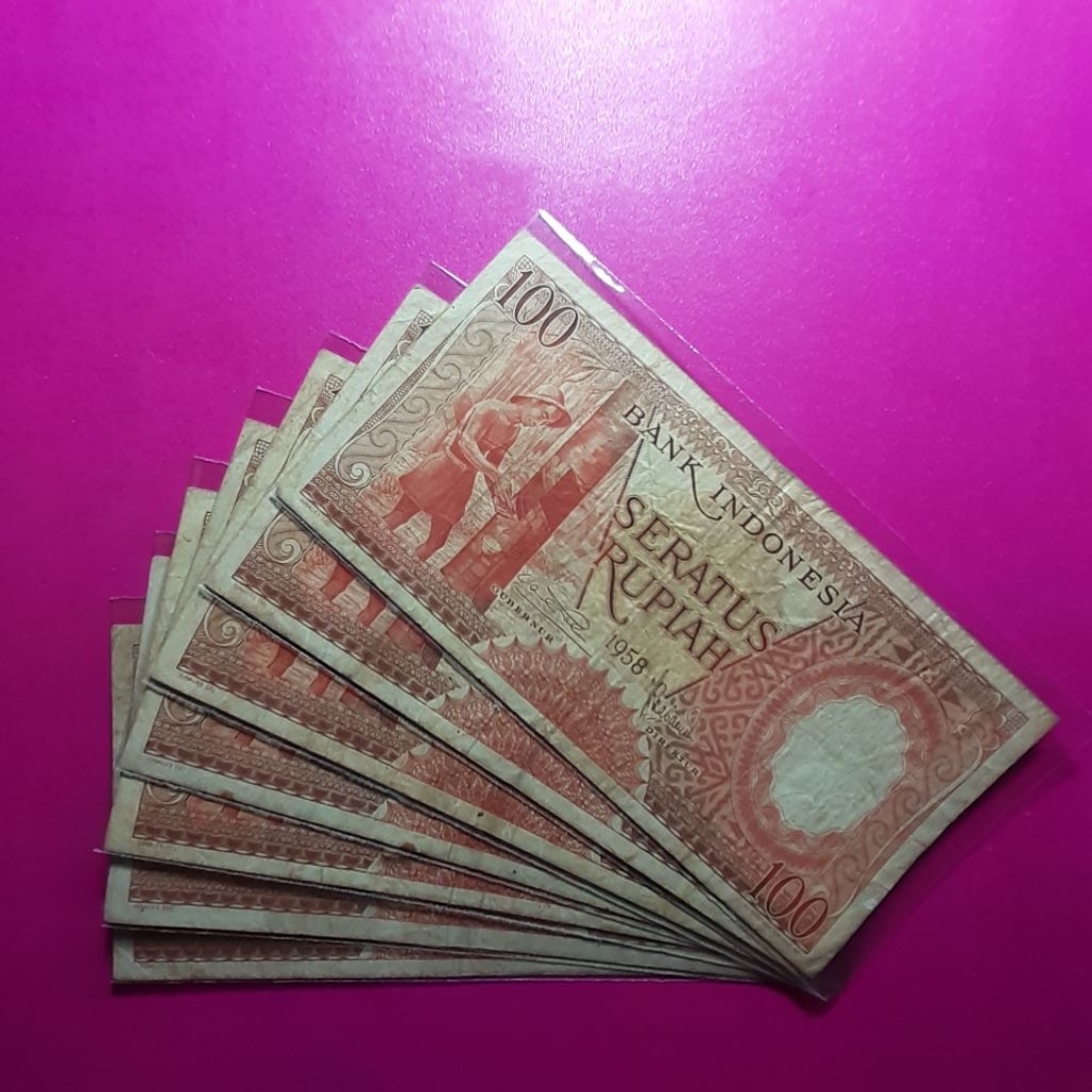 uang kuno 100 rupiah seri pekerja 1958