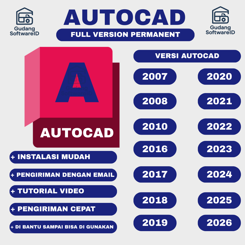 AUTOCAD 2025 2024 2023 2022 2021 2020 2019 2018 2017 2016  2010 2008 2007 PERMANEN WIN