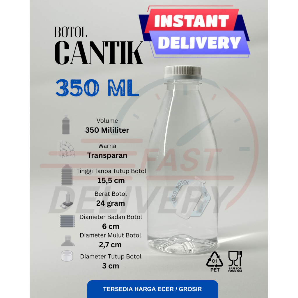 (INSTAN)Botol Cantik 350ml / Botol Plastik Cantik 350ml / Botol Plastik Cantik Tebal 350ml