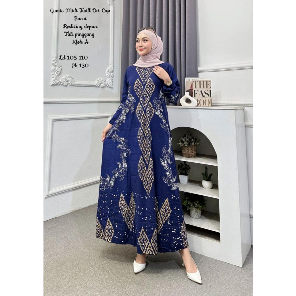 Gamis Batik Twill Original Cap Busui Resleting Depan Klok A – Adem Nyaman Elegan | URWAH AL BARIQI