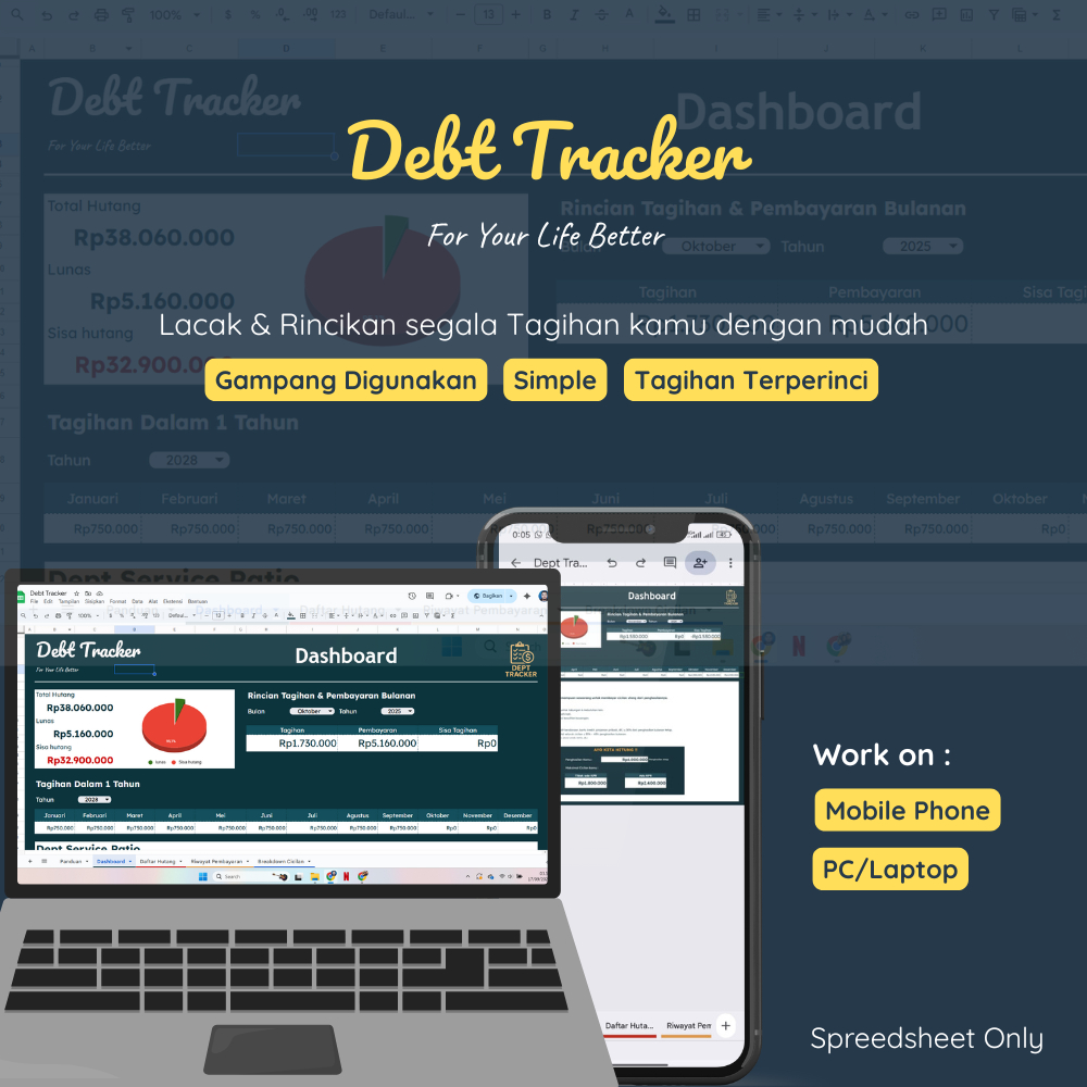 Template Cicilan & Pelunasan Hutang – Catatan Keuangan Otomatis