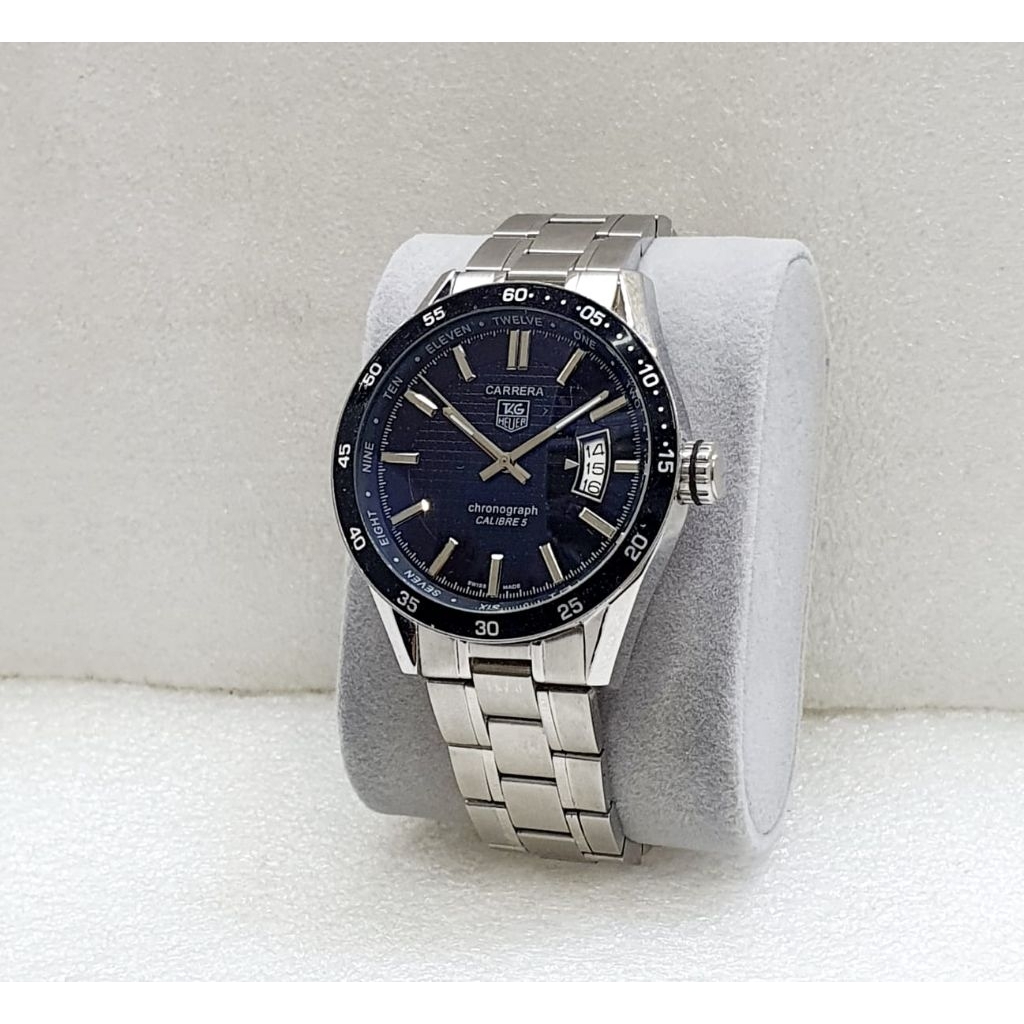 Jam Tangan Pria Mewah TAG HEUER Sporty Stainless Steel – Chronograph Carrera Calibre 5 Original Eleg