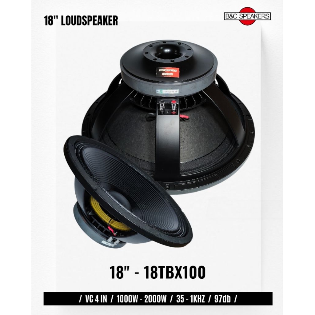 Komponen Speaker / 18 Inch / BNC 18TBX100 / VC 4 IN / 18 TBX 100 18TBX TBX100 / 97 dB - RMS 1000 Wat