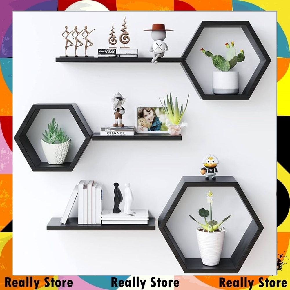 Rak Dinding Aesthetic Rak Hexagonal Hiasan Dinding Hexagonal Pajangan Hiasan Dinding Minimalis
