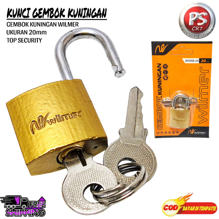 Kunci Gembok Kuningan Mini 20mm WGKB-20 / Gembok Kuningan Press Wilmer 20mm Top Security / Kunci Gem