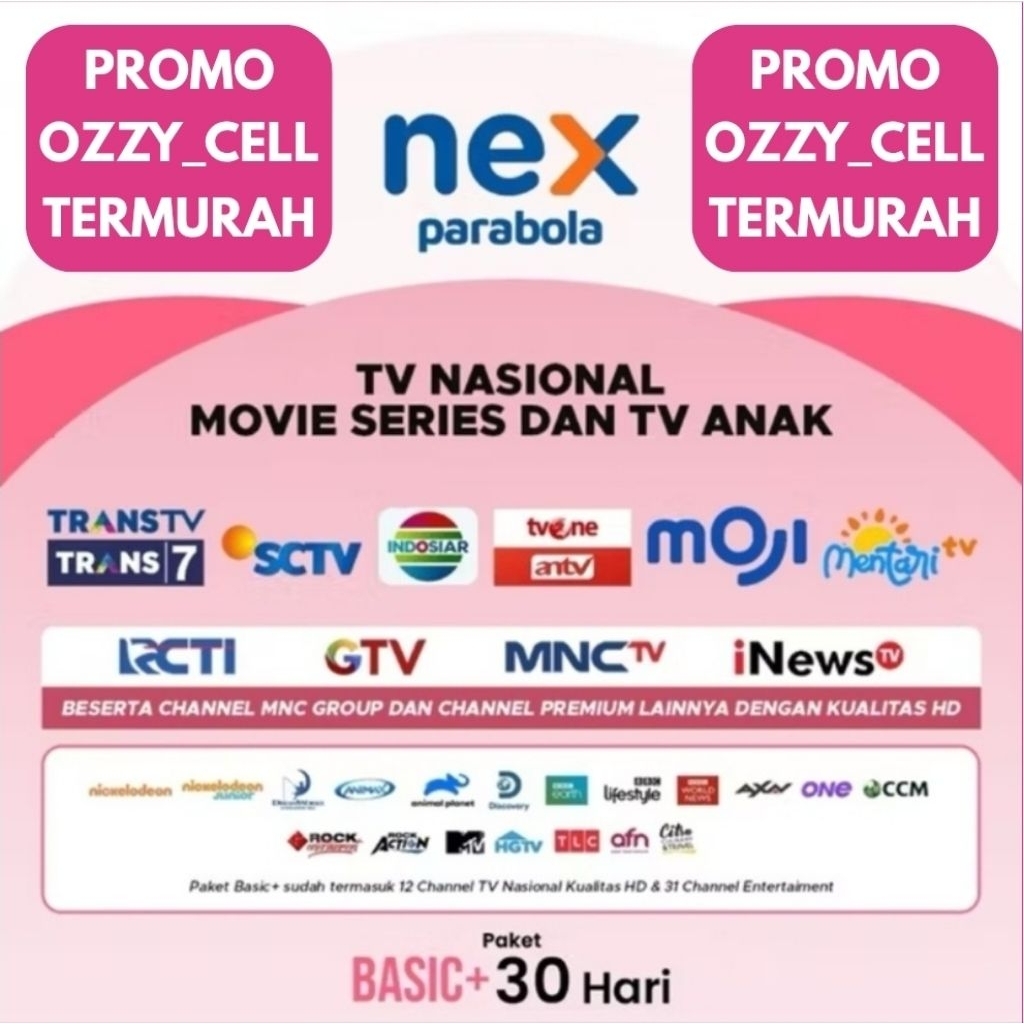 Promo Termurah Paket Basic TV Nex Parabola dan Matrix Voucher TV Semua Channel dan Siaran