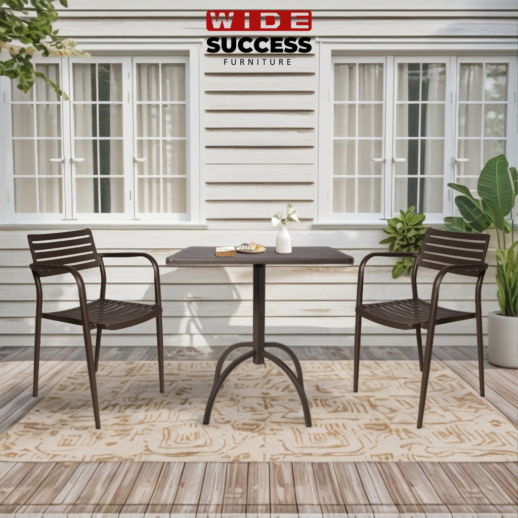 [set 1 Meja+2 Kursi] Warna Variatif, Meja Persegi, full besi,kokoh,teras,  kursi cafe,taman, outdoor