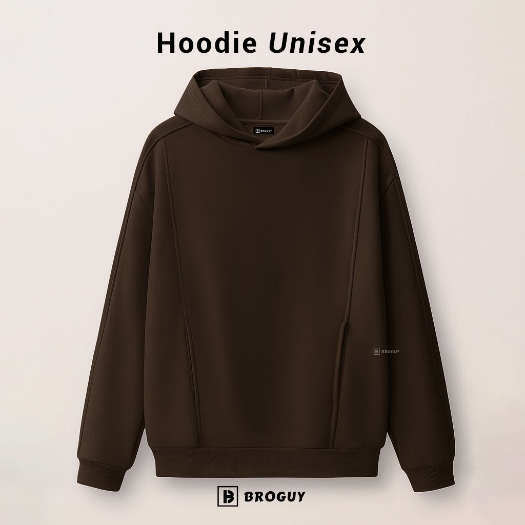 BROGUY Hoodie Pria Wanita Unisex Fleece - Brown