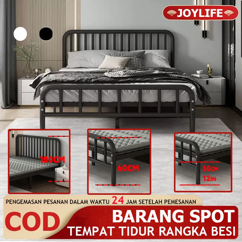 Tempat Tidur Besi 100/120/160/180cm Dipan Besi Ranjang Besi Tempat Tidur Dipan Divan Besi