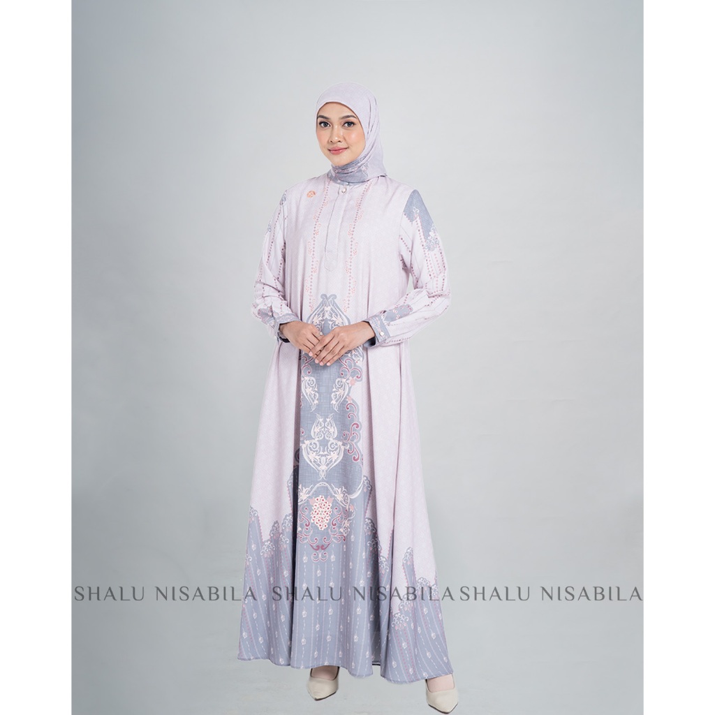 Shalu Nisabila - Palestia Dress Gamis Printing Premium Baju Fashion Wanita Muslimah