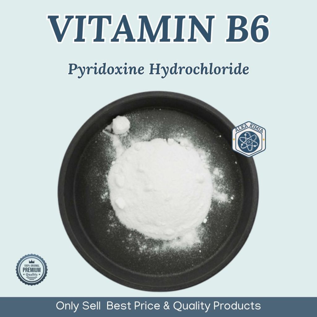 Pure Vitamin B6 Pyridoxine Hydrochloride 100gr Bahan Baku Vitamin Suplemen