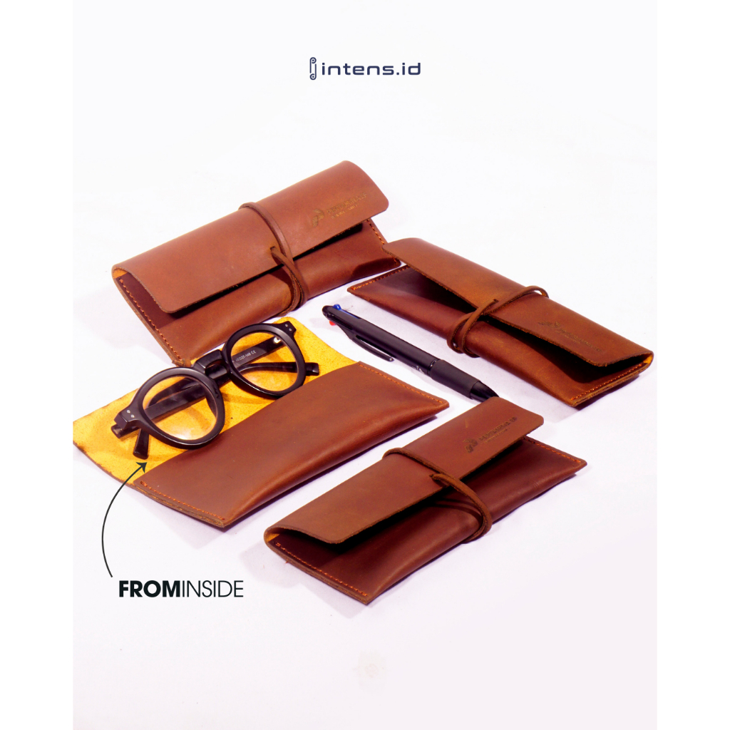 Pouch kulit serbaguna untuk souvenir Pouch kacamata kulit Pouch pensil kulit Wadah Kacamata Kulit So