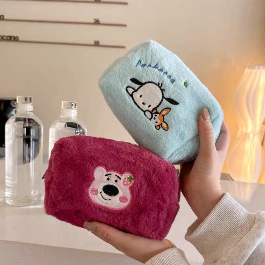KOTAK PENSIL POUCH KOSMETIK BULU / TEMPAT PENSIL KARAKTER CINNAMOROLL KUROMI MY MELODY / TAS KOSMETI