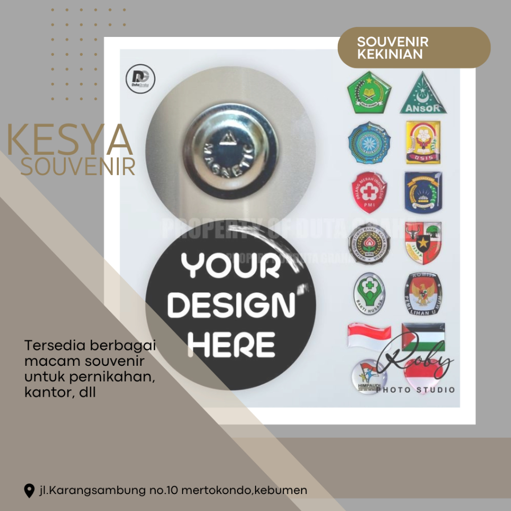 Kesya Handmade | [CUSTOM] PIN MAGNET ALUMINIUM RESIN Pin Bros Aksesoris Souvenir NAMA LOGO FOTO - MA