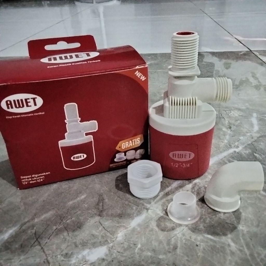 Stop kran otomatis AWET arus deras untuk bak mandi tandon air dll