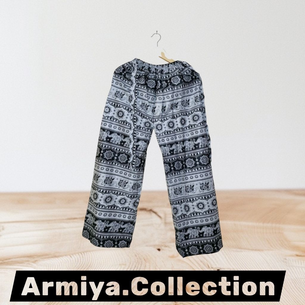 Celana Kulot Motif Gajah Baru Hitam Putih