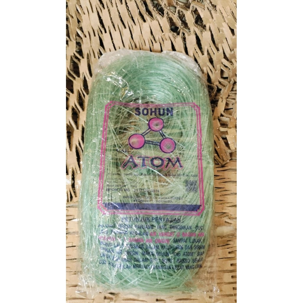 MIE SOHUN Merk ATOM 300 Gr/ MIE SOUN/ MIE SUUN/Mie Bakso/ Mie Soto