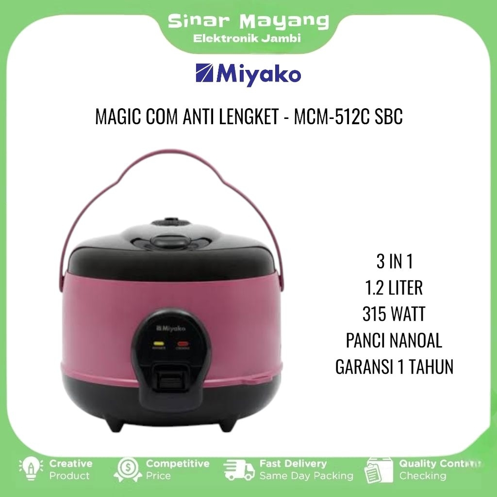 Magic Com MIYAKO MCM-512C SBC/ Magic Com 1.2 Liter MIYAKO/ Garansi Resmi MIYAKO