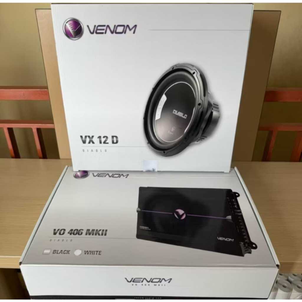 VENOM DIABLO PAKET AUDIO MOBIL 4 in ( POWER VENOM 4 CHANNEL+ SUBWOOFER VENOM 12 INCH + SPEKAR SPLIT 